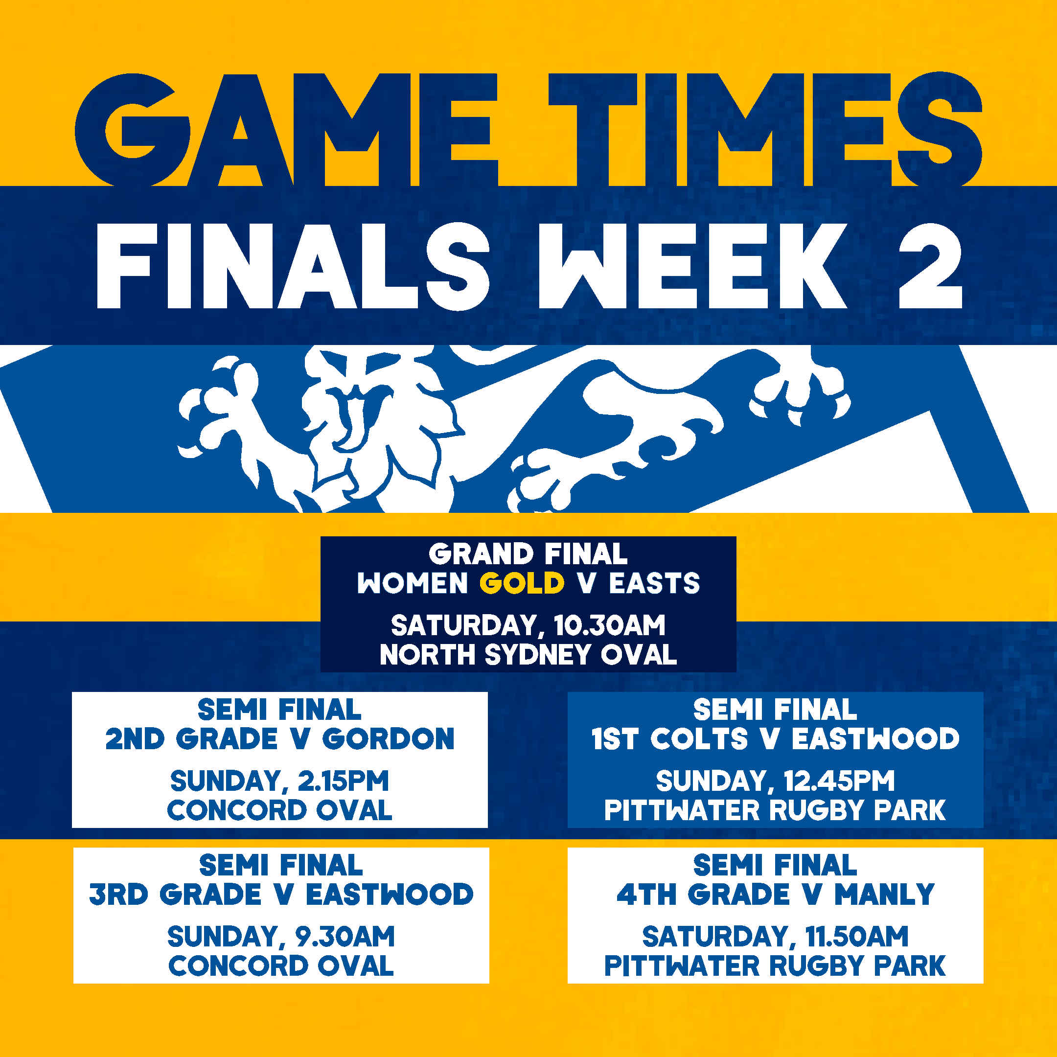 2023 Finals Week 2 Game Times